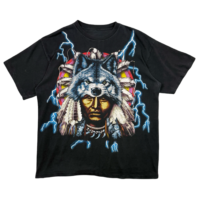 Vintage American Thunder Wolf Chief Tee Black