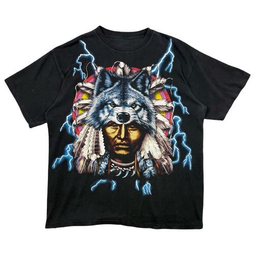 Vintage American Thunder Wolf Chief Tee Black | Vintage Clothing Store Canada