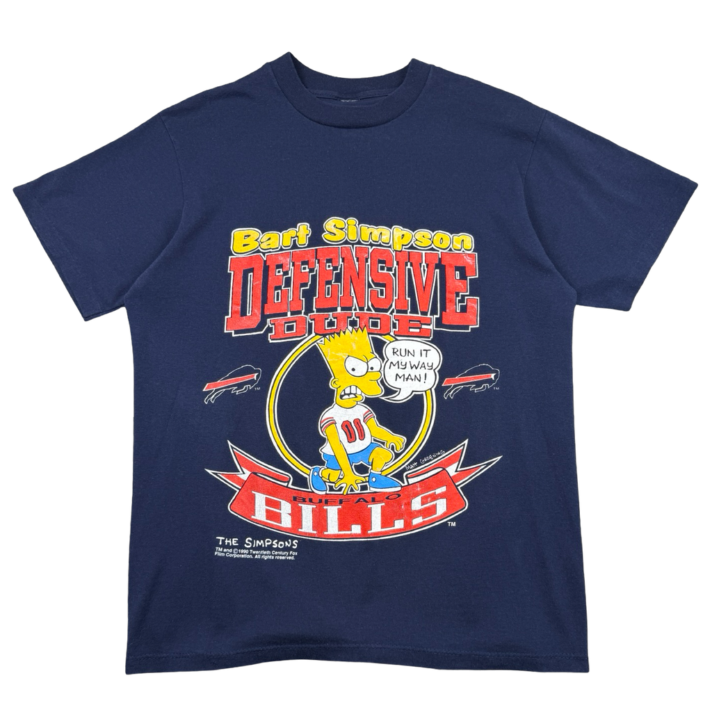 Vintage 90's Simpsons Bart Buffalo Bills Tee Navy