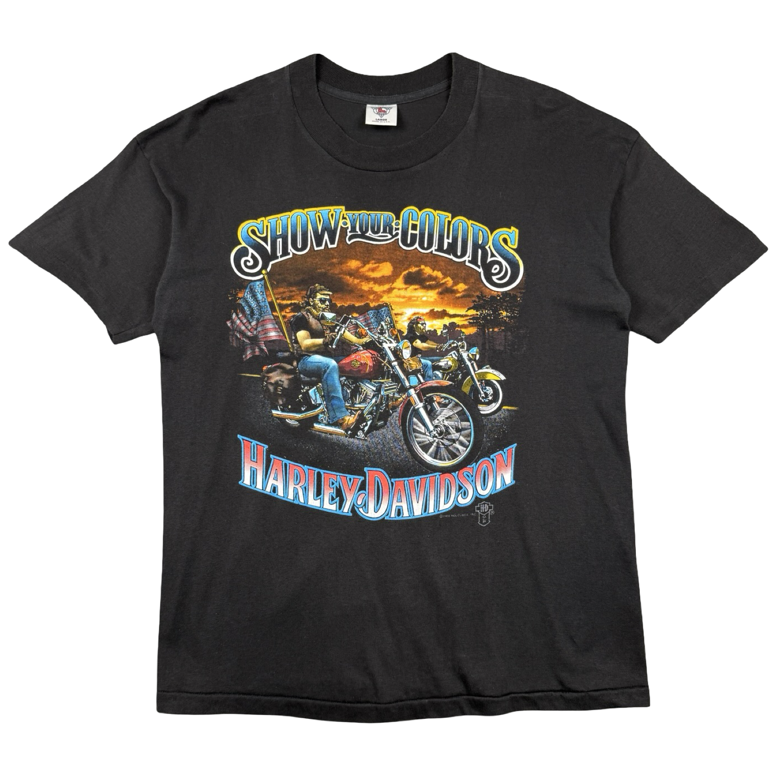 Vintage Harley Davidson Show Your Colors Tee Black