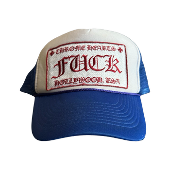 Vintage Chrome Hearts Hollywood F**k Trucker Hat Blue (USED)