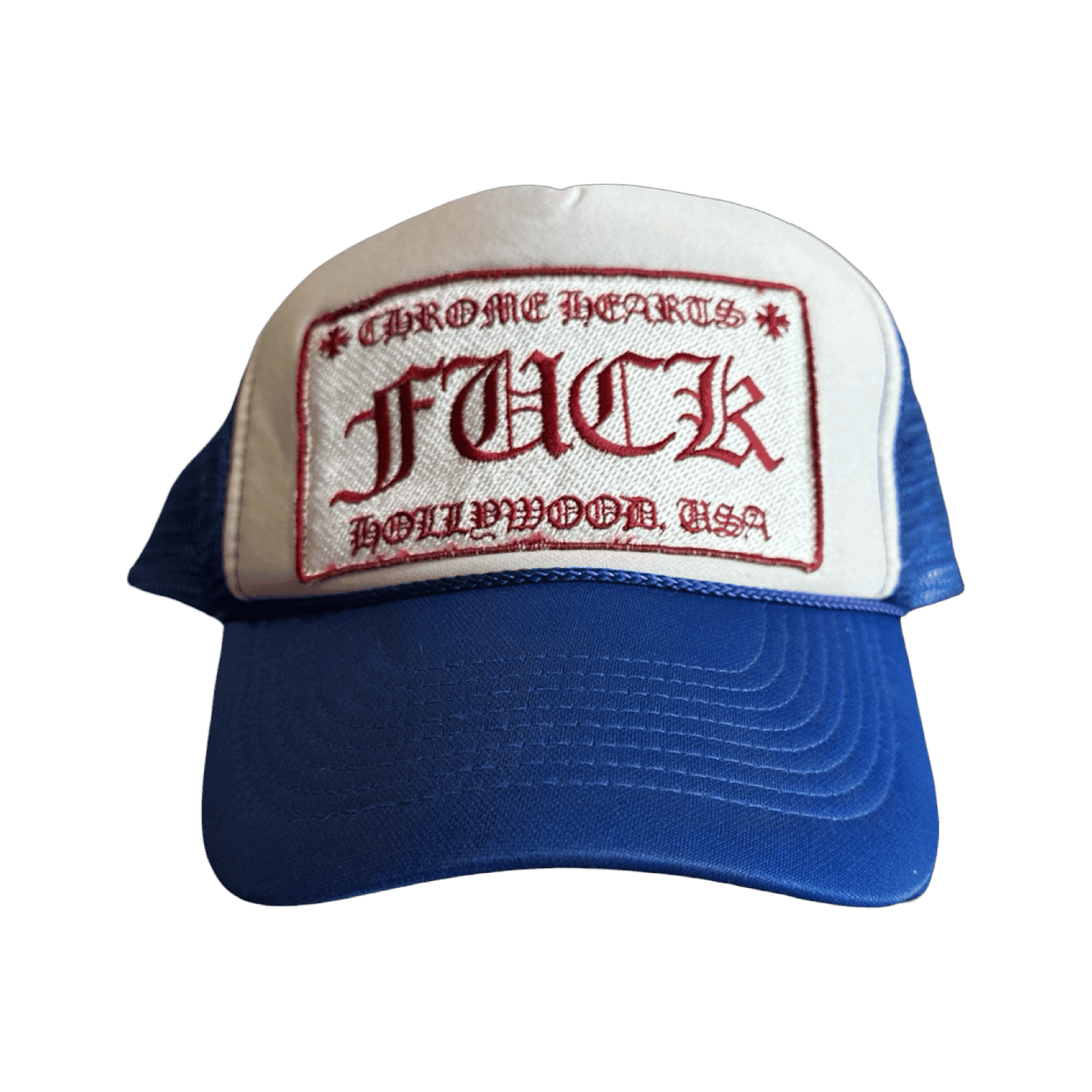 Vintage Chrome Hearts Hollywood F**k Trucker Hat Blue (USED)