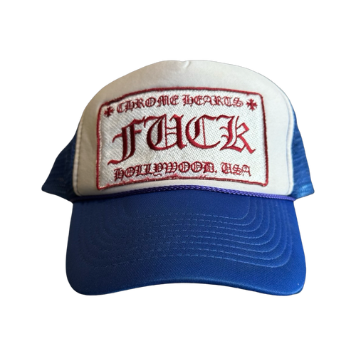 Vintage Chrome Hearts Hollywood F**k Trucker Hat Blue (USED) | Vintage Clothing Store Canada