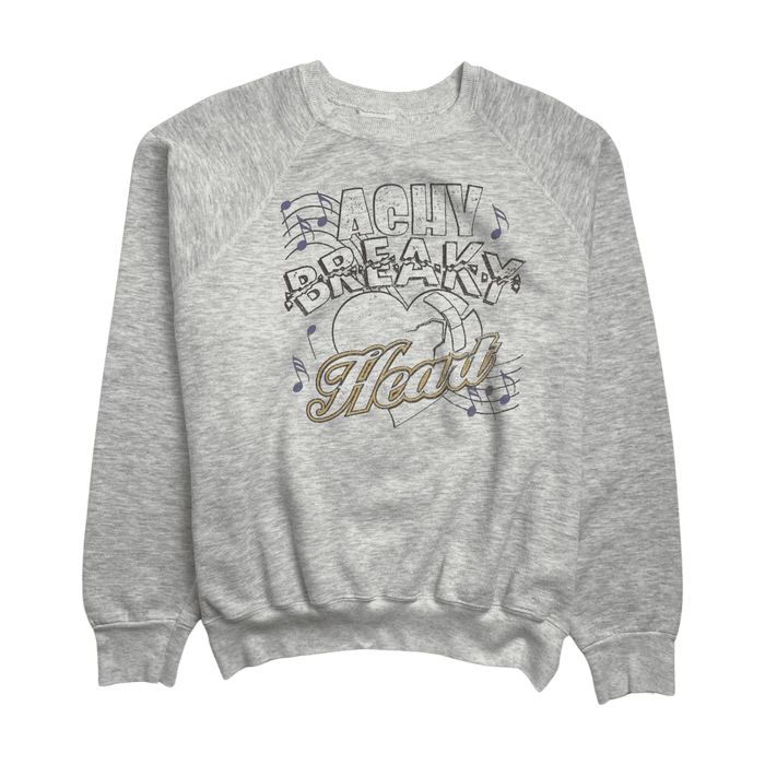 (M) Vintage 90s Achy Breaky Heart Sweatshirt Grey | Vitnage Clothing Store Canada