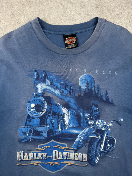 Vintage Harley Davidson Iron Horses Tee Blue | Vitnage Clothing Store Canada