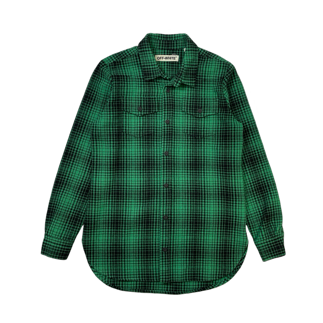 Off-White Diagonal Plaid Flannel Green (USED)