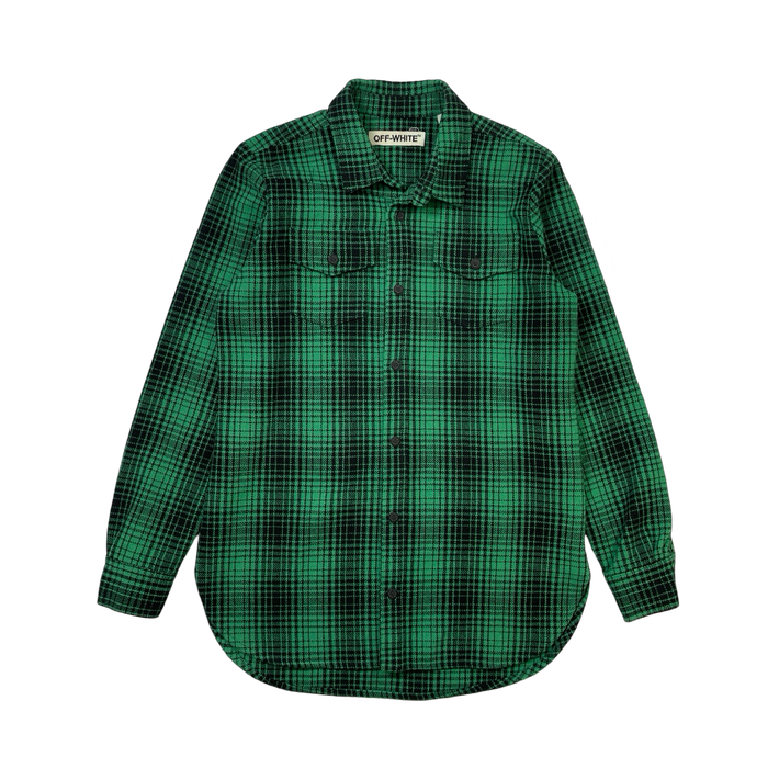 Off-White Diagonal Plaid Flannel Green (USED) | Vitnage Clothing Store Canada