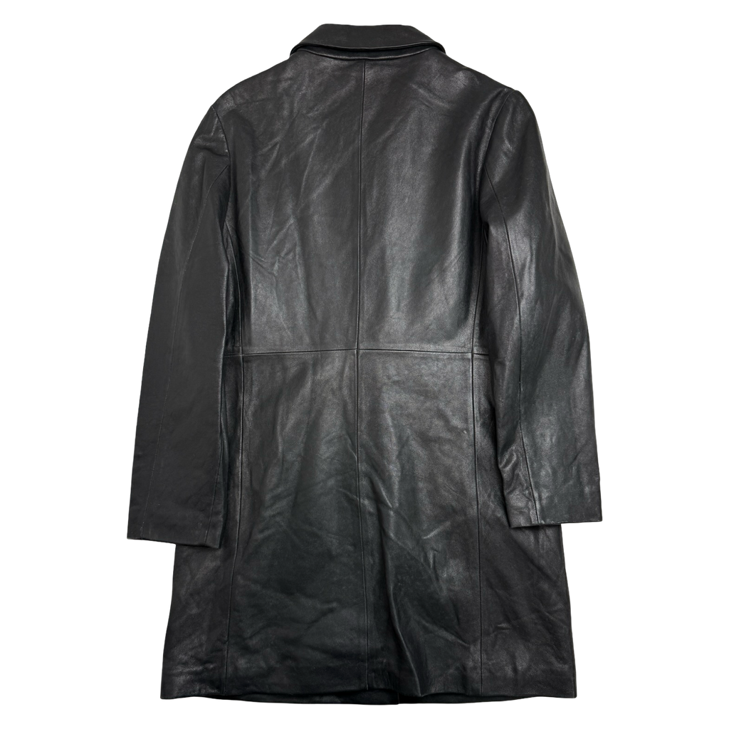 Vintage Balenciaga Paris Leather Trench Coat Black