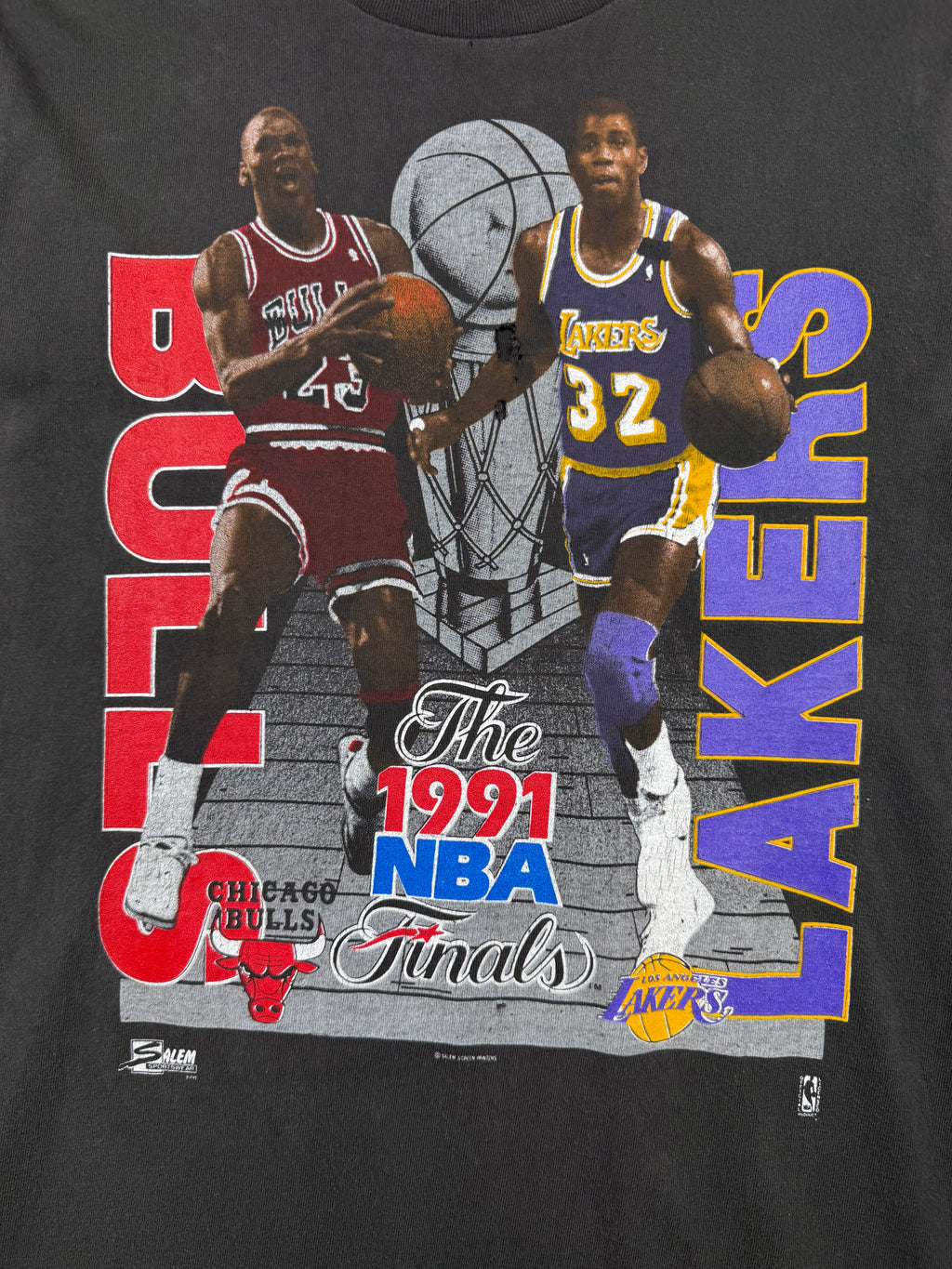 Vintage 1991 NBA Finals Bulls vs Lakers Tee Black