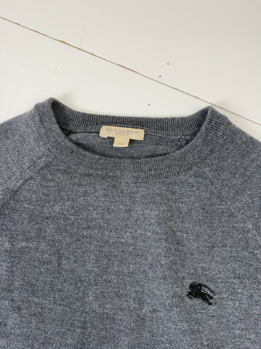 Vintage Burberry Embroidered Logo Wool Sweater Grey | Vitnage Clothing Store Canada