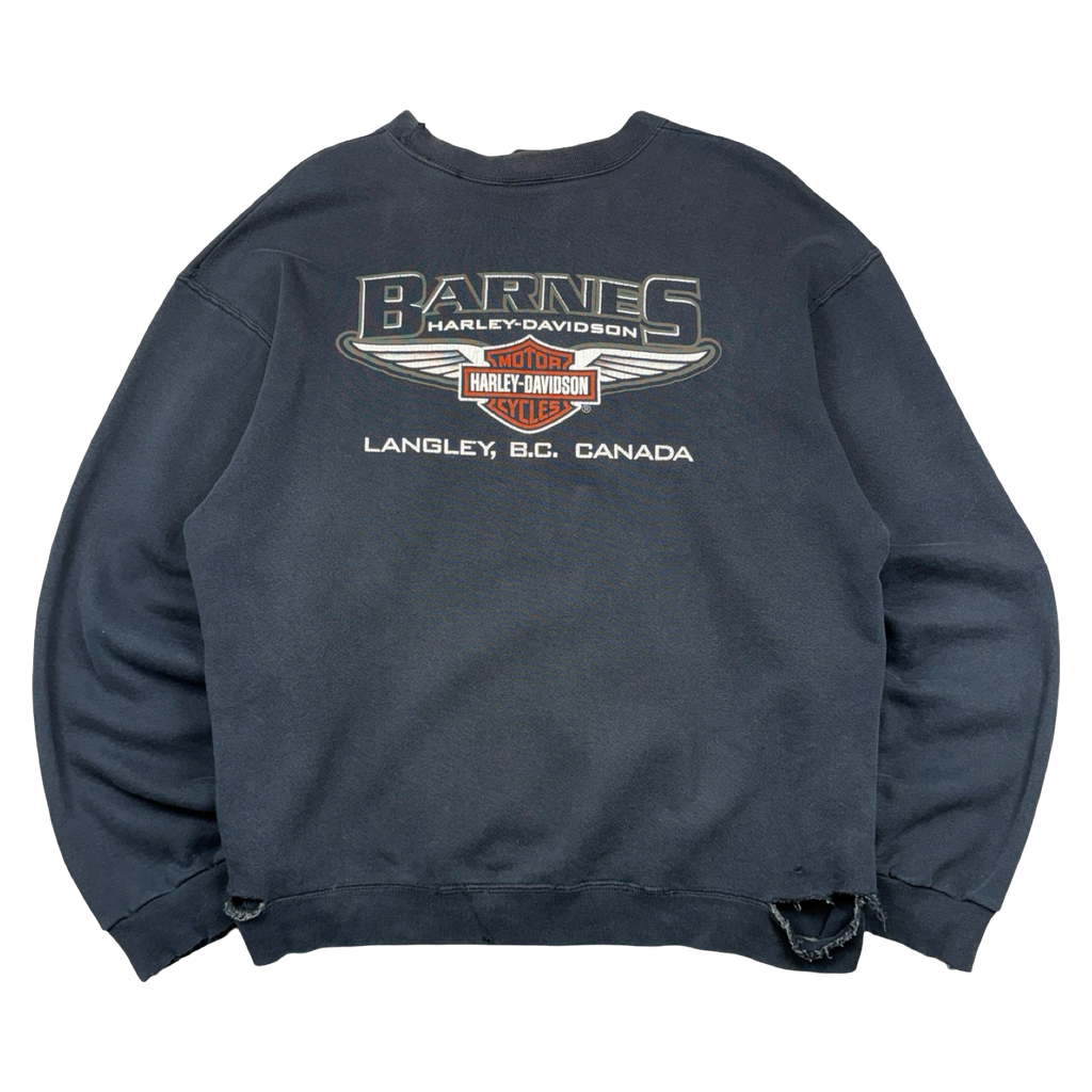 Vintage Harley Davidson Flame Spell Out Distressed Sweatshirt Black