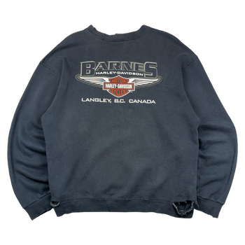 Vintage Harley Davidson Flame Spell Out Distressed Sweatshirt Black