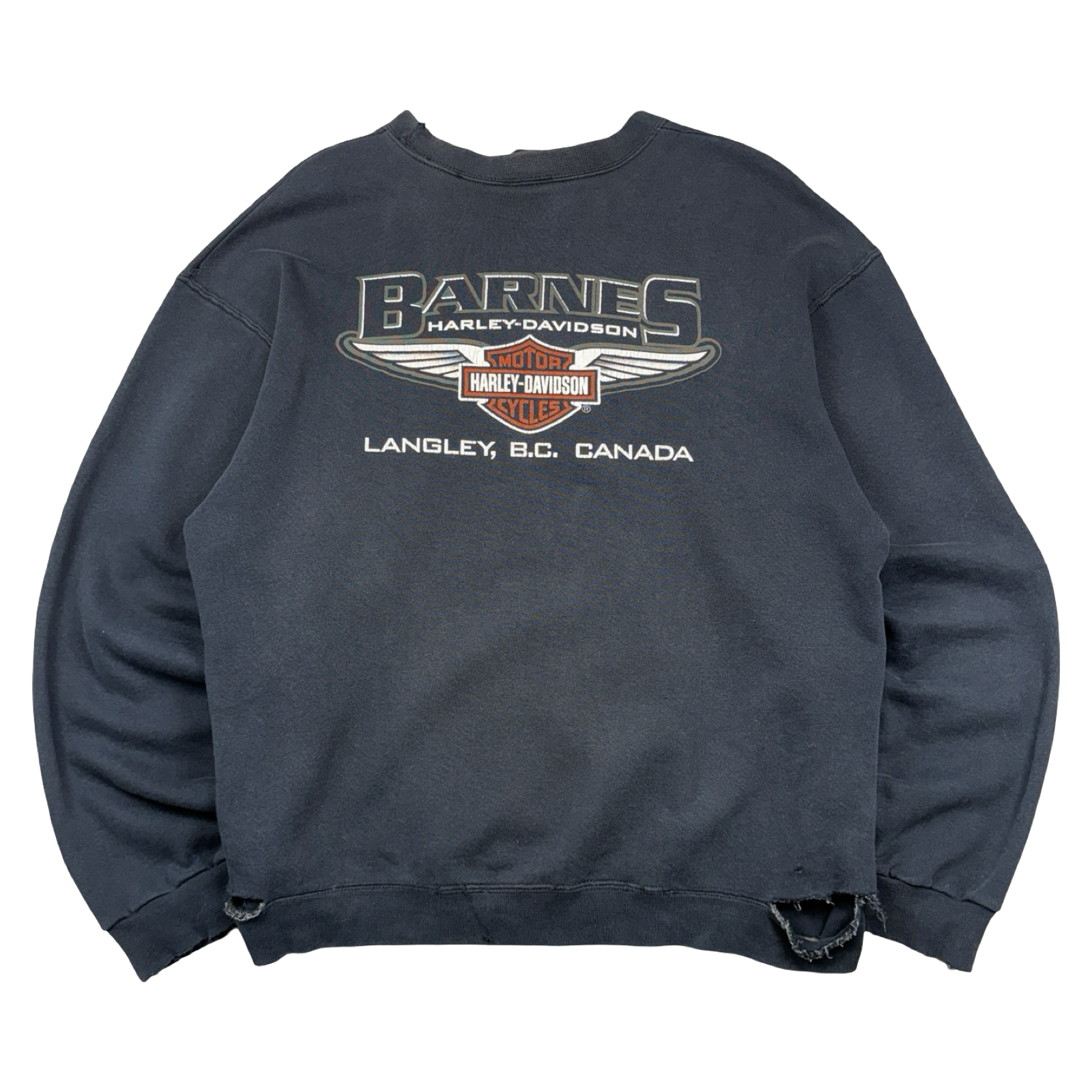 Vintage Harley Davidson Flame Spell Out Distressed Sweatshirt Black