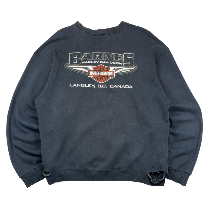 Vintage Harley Davidson Flame Spell Out Distressed Sweatshirt Black | Vitnage Clothing Store Canada