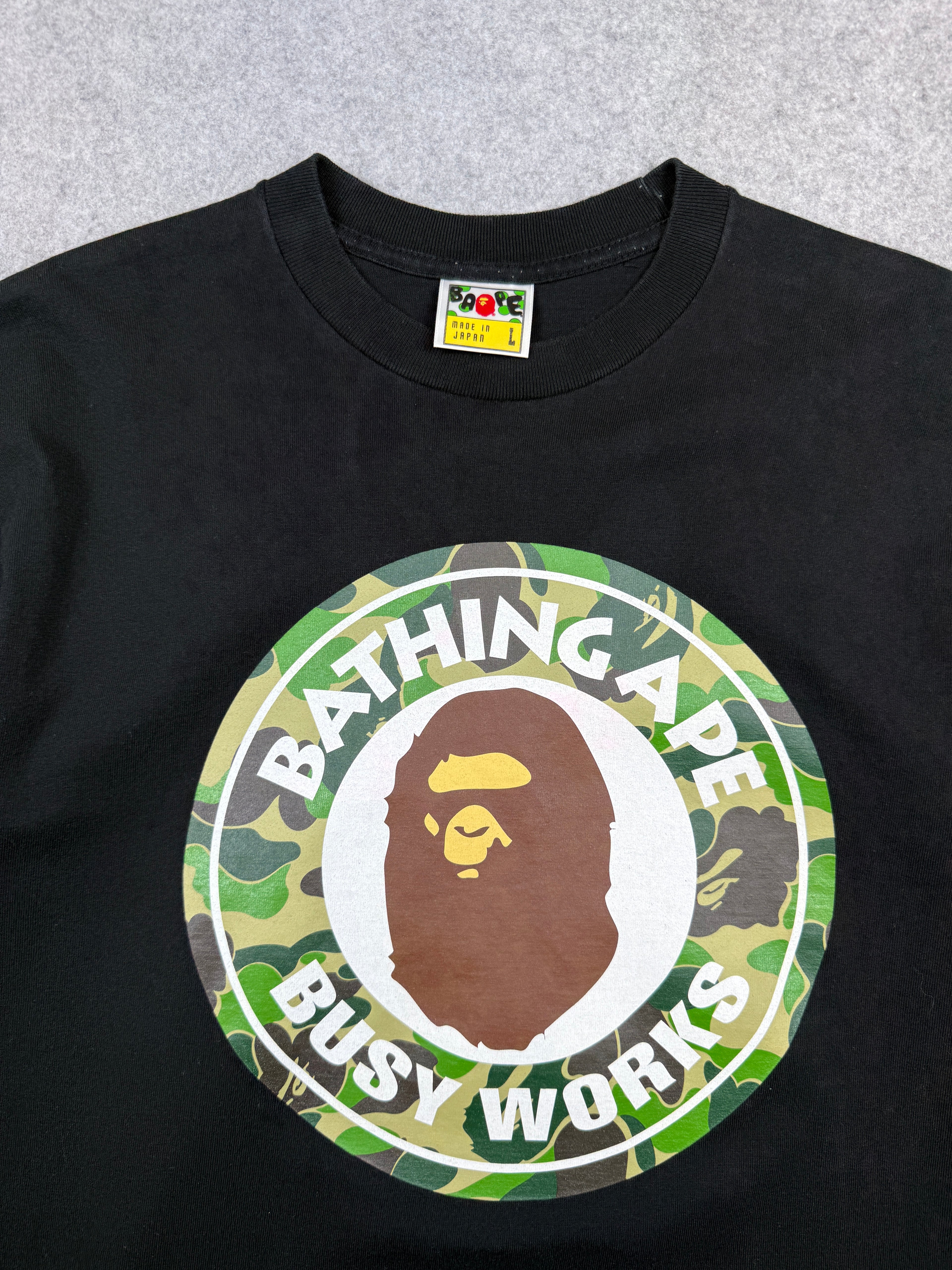 BAPE 1st Camo Busy Works Tee Black/Green (USED)