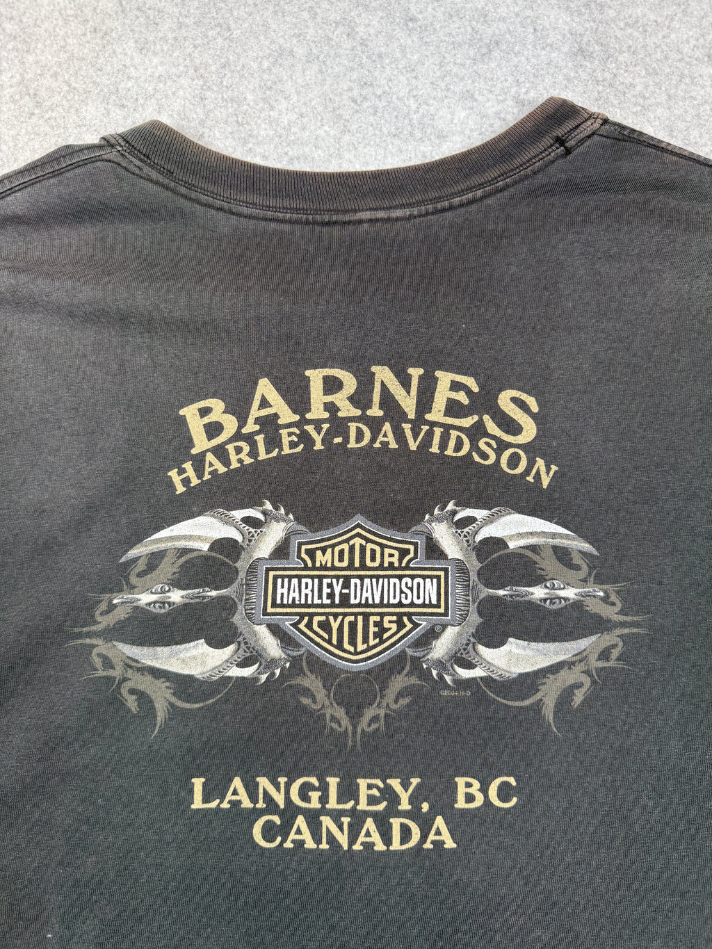 Vintage Harley Davidson Barnes Flame Tee Black