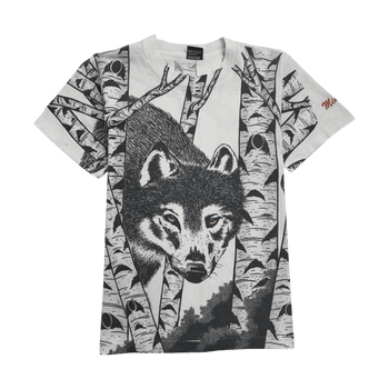 Vintage 90s AOP Nature Wolf Tee White