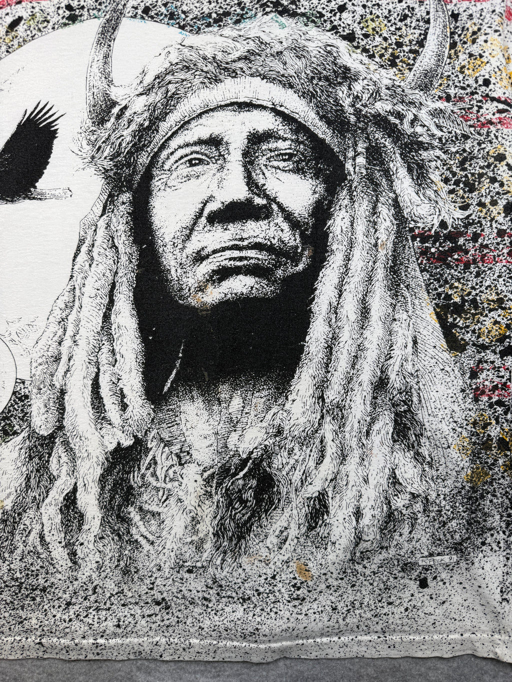 Vintage Native American Chief AOP Tee White