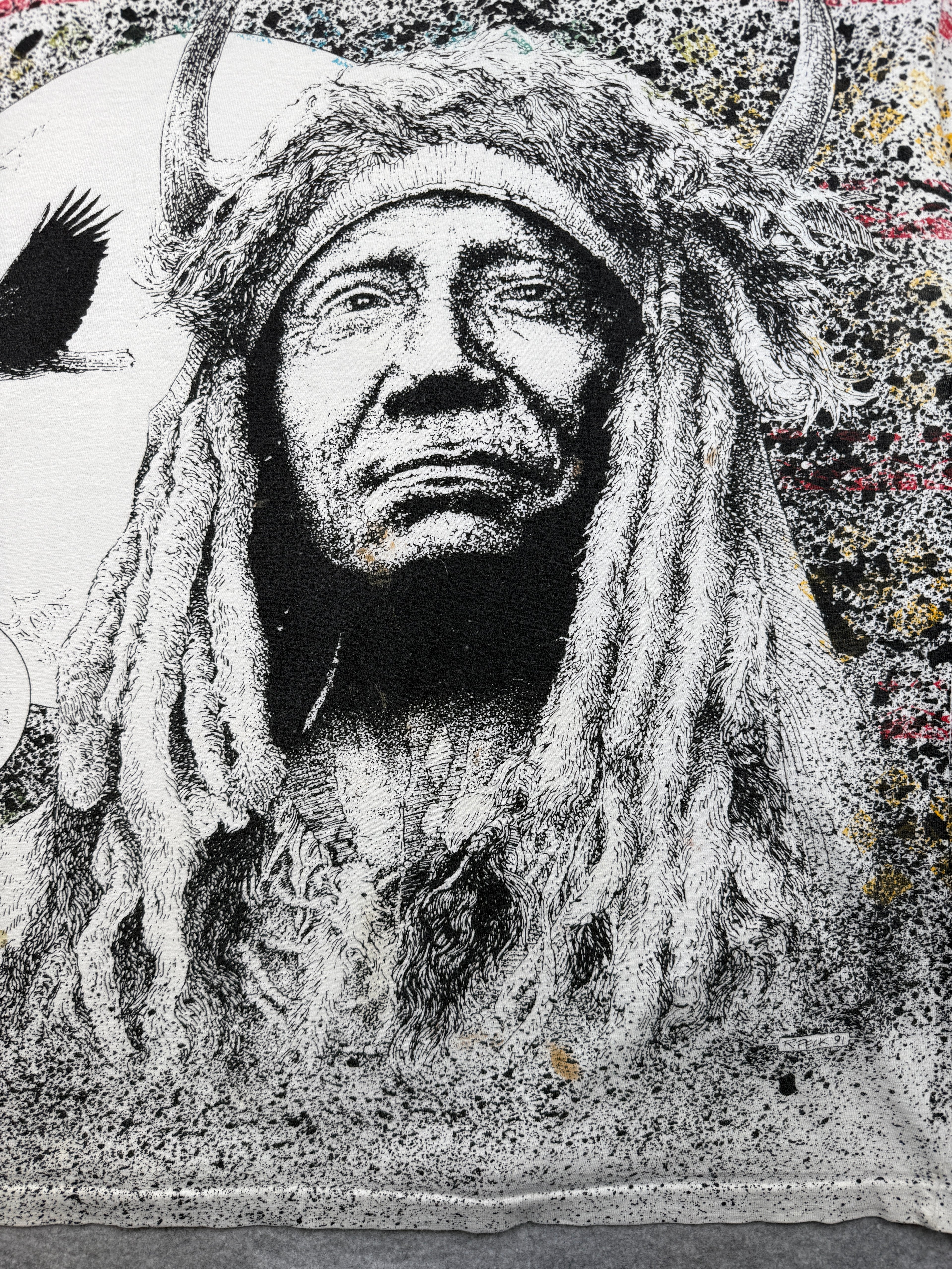 Vintage Native American Chief AOP Tee White