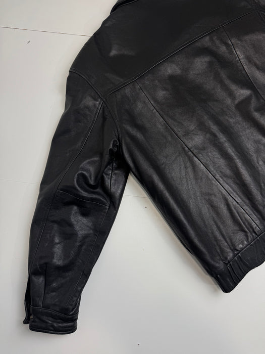 Vintage Balenciaga Paris Cinch Leather Harrington Jacket Black | Vitnage Clothing Store Canada