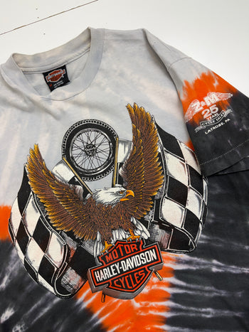 Vintage 1990's Harley Davidson Latrobe Tee Tie Dye Orange