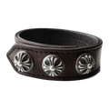 Chrome Hearts Brown Leather Plus Ball Bracelet
