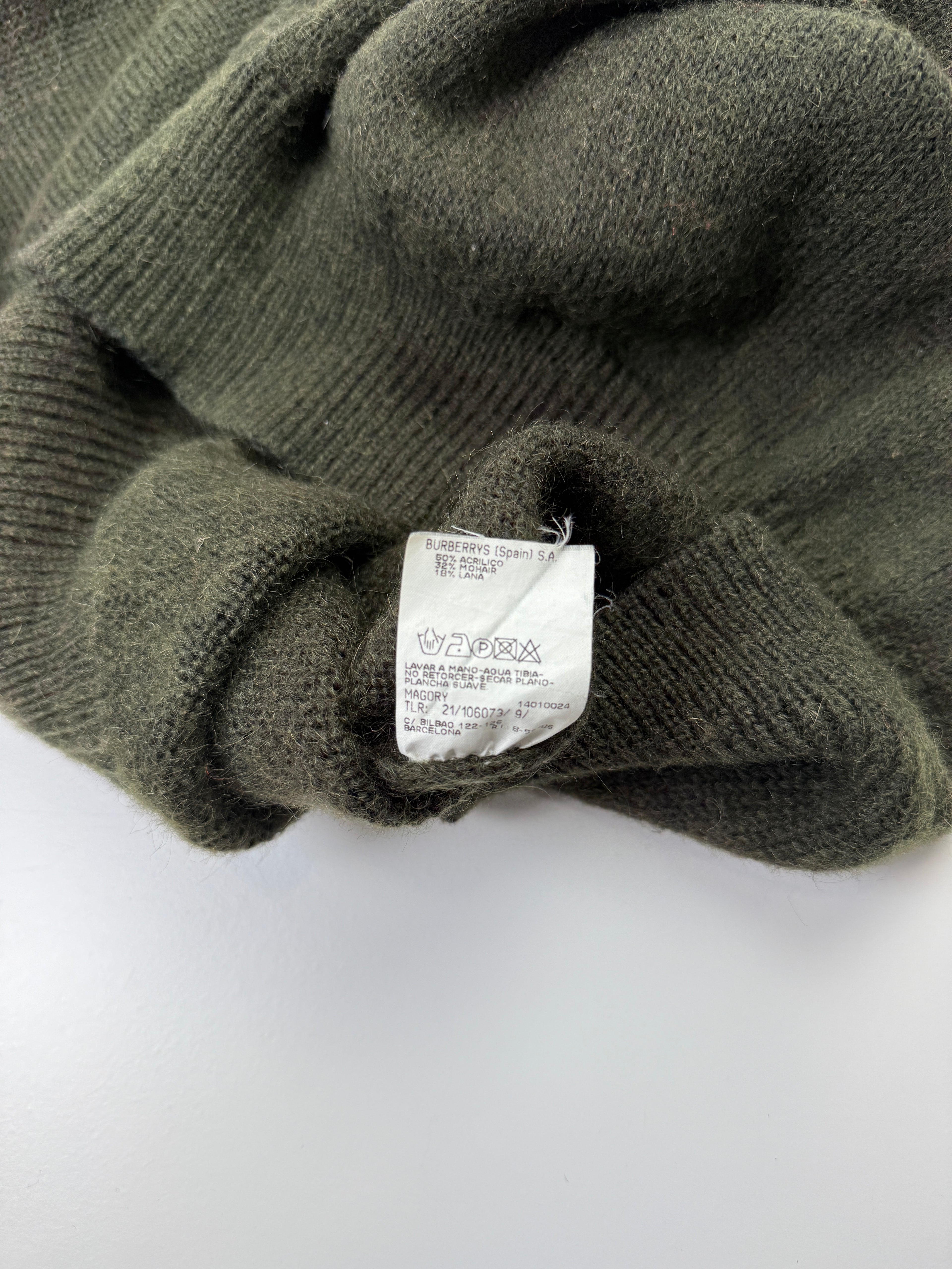 Vintage Burberry Wool Knit Sweatshirt Olive