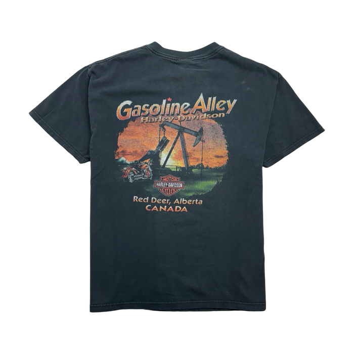 Vintage 2000s Gasoline Alley Harley Davidson Tee Faded Black | Vitnage Clothing Store Canada