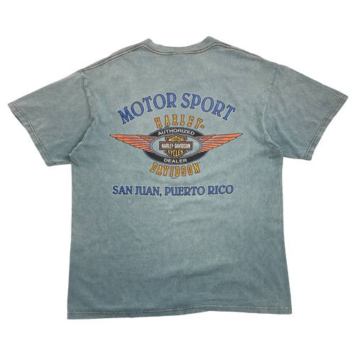 Vintage 1999 Harley Davidson Puerto Rico Tee Blue | Vintage Clothing Store Canada