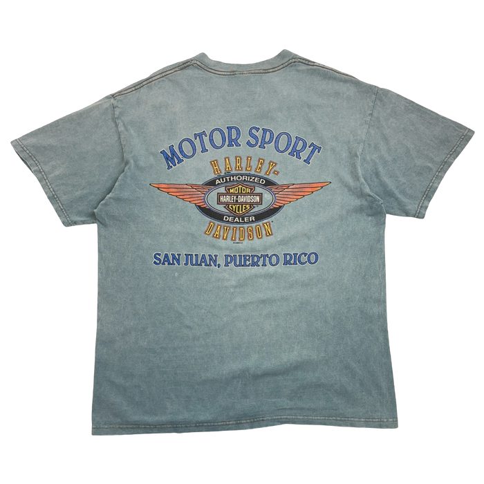 Vintage 1999 Harley Davidson Puerto Rico Tee Blue | Vitnage Clothing Store Canada