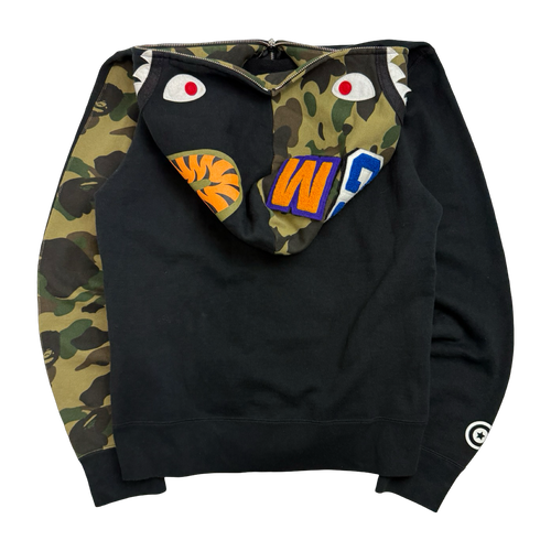 BAPE Shark Camo Hood Full Zip Hoodie Black (USED) | Vintage Clothing Store Canada