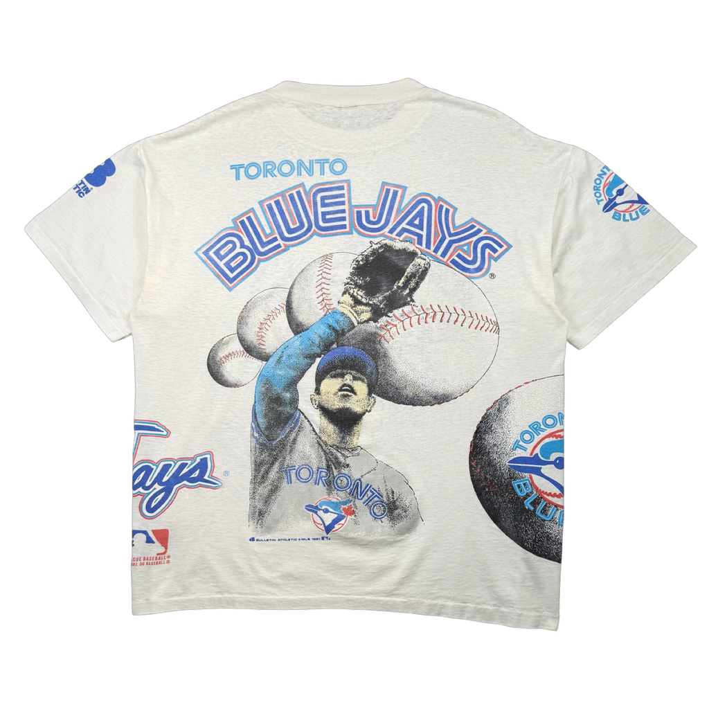 Vintage '91 Bulletin Athletics Toronto Blue Jays AOP Tee White