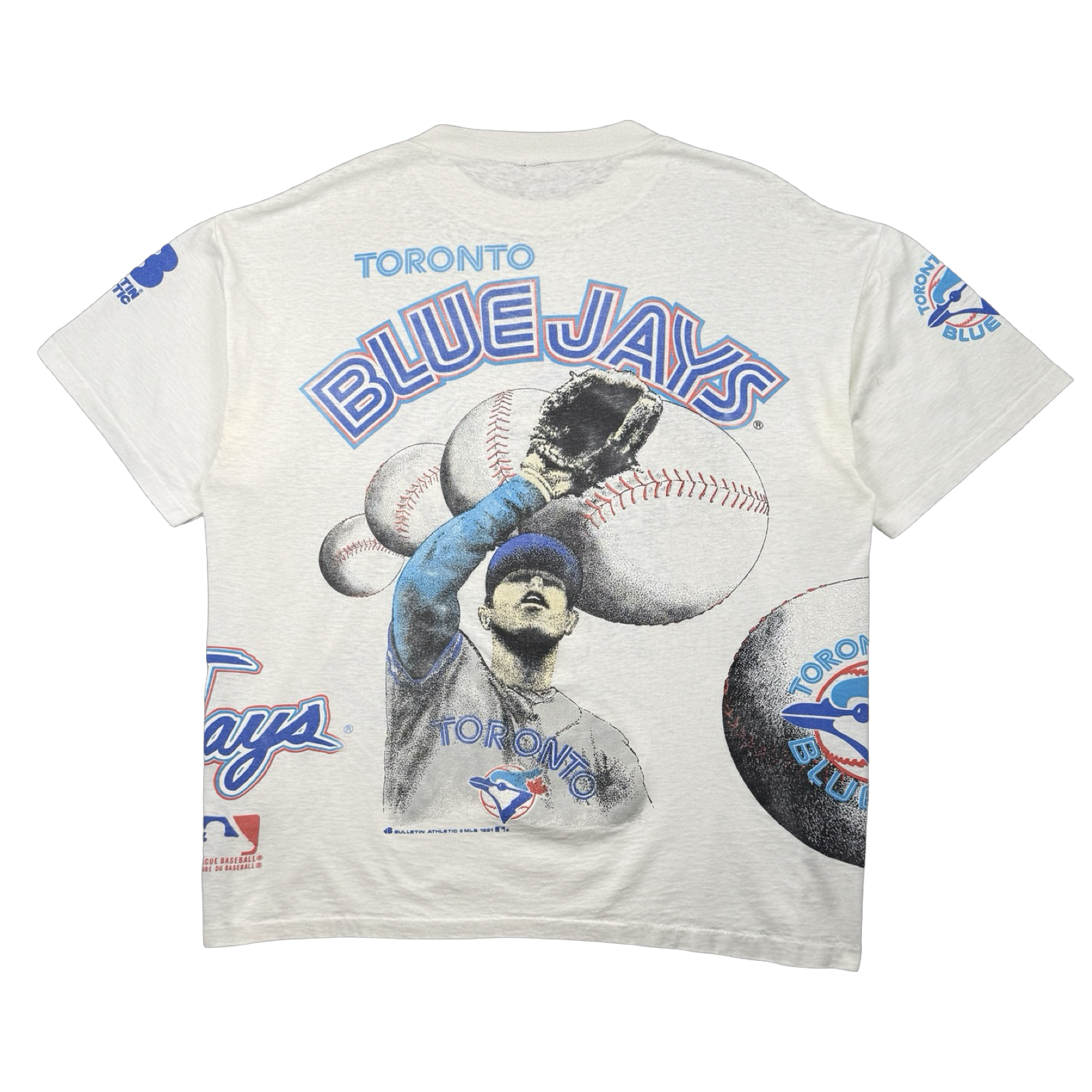 Vintage '91 Bulletin Athletics Toronto Blue Jays AOP Tee White