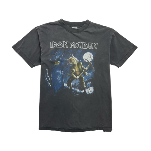 (M) Vintage 2000s Iron Maiden Band Tee Faded Black | Vintage Clothing Store Canada