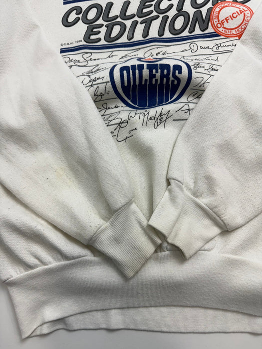 (XS) Vintage Edmonton Oilers Sweatshirt White | Vitnage Clothing Store Canada