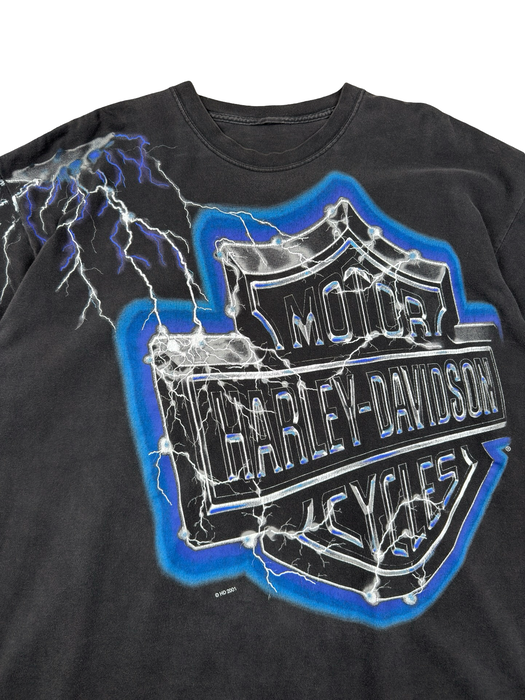 Vintage Harley Davidson Big Lightning Emblem Tee Black | Vitnage Clothing Store Canada
