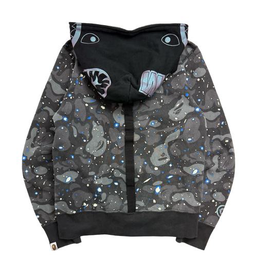 BAPE Space Camo Shark Full Zip Hoodie Black (USED) | Vintage Clothing Store Canada