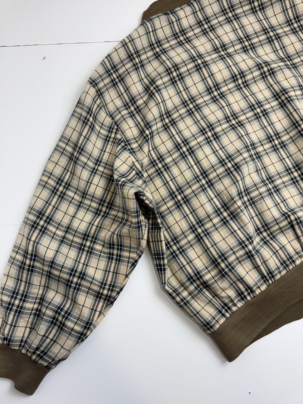 Vintage Balenciaga Paris Plaid Harrington Jacket Beige