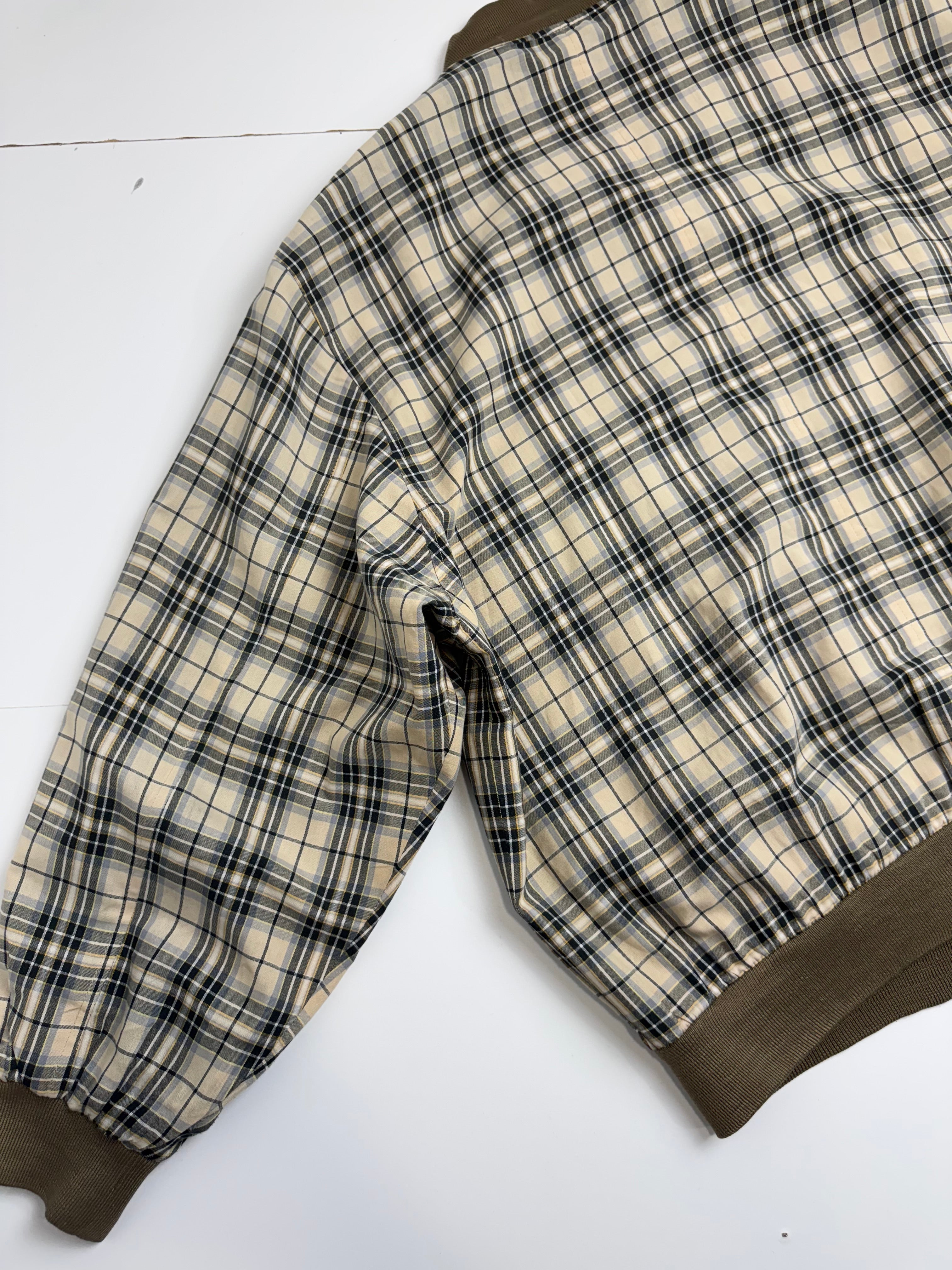 Vintage Balenciaga Paris Plaid Harrington Jacket Beige