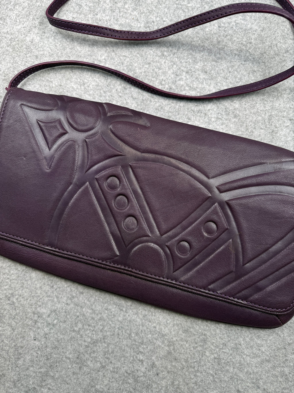 Vivienne Westwood Embossed Orb Logo Clutch Bag Purple