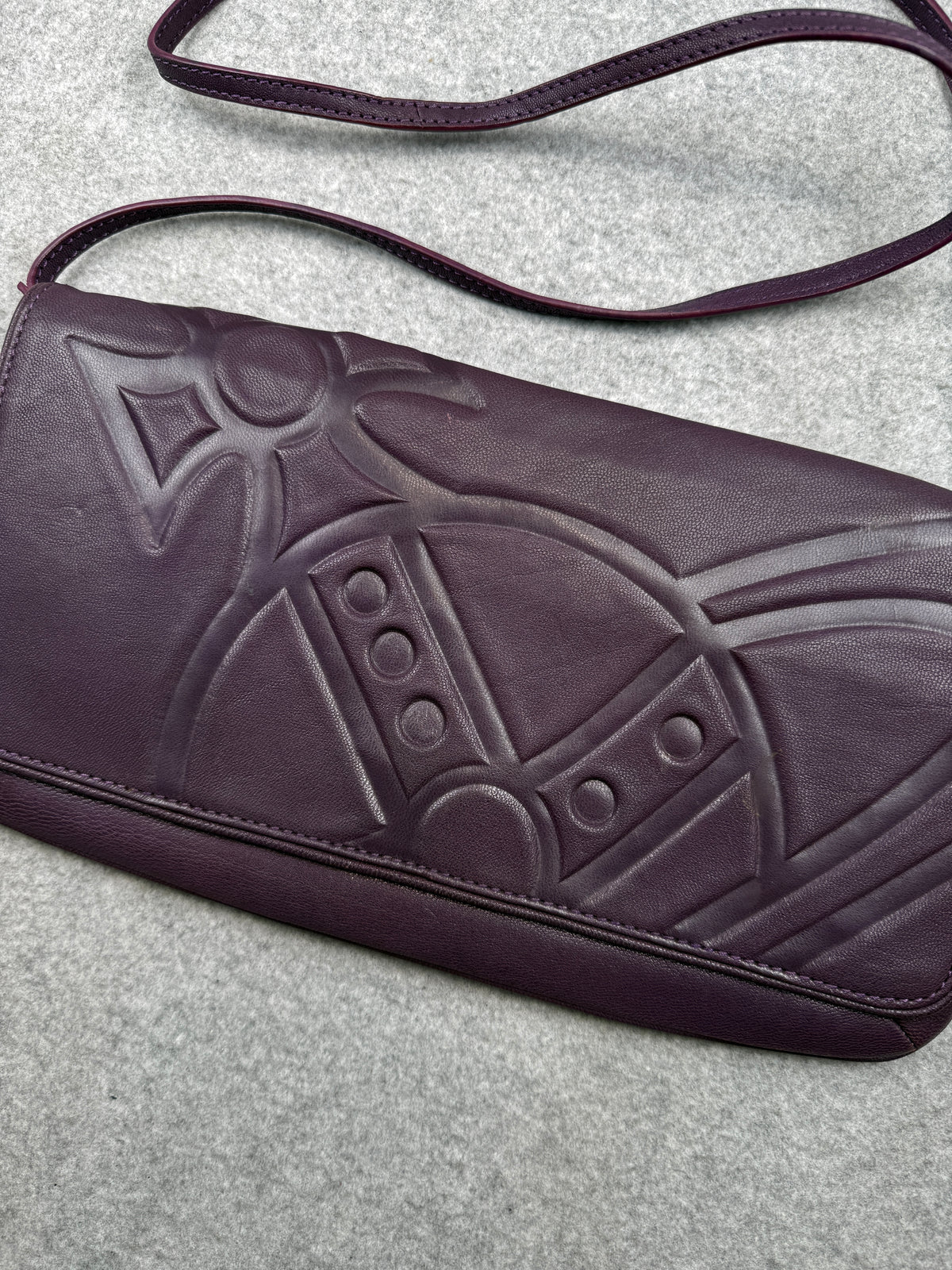 Vivienne Westwood Embossed Orb Logo Clutch Bag Purple