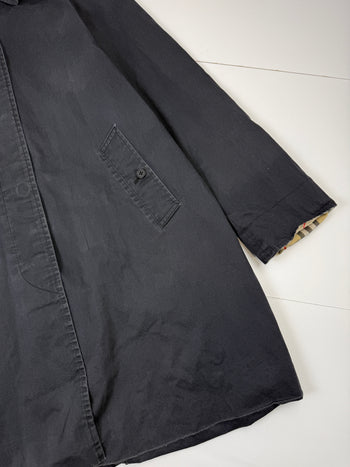 Vintage Burberry Check Lining Hooded Coat Black