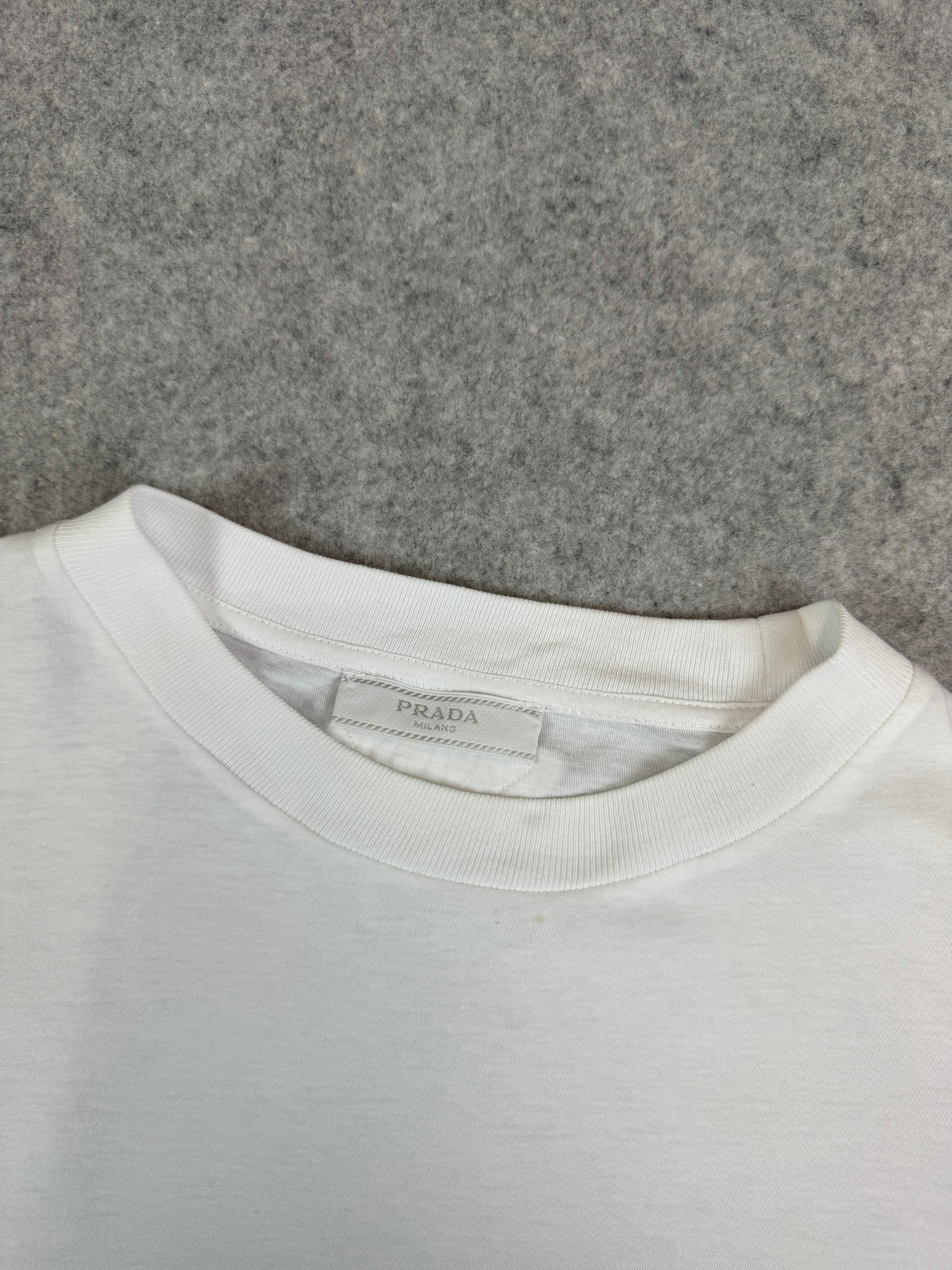 Prada Triangle Blank Logo Crew Tee White (USED)