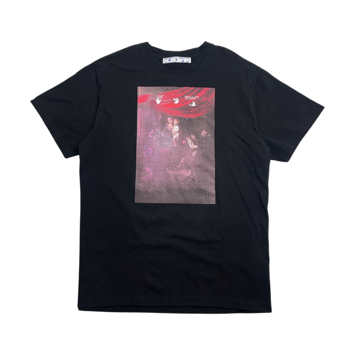 Off-White Spray Caravaggio Tee Black/Pink (USED) | Vitnage Clothing Store Canada