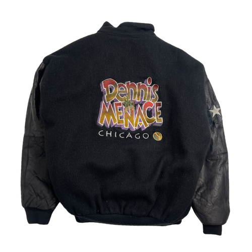 (M) Vintage Warner Bros Dennis the Menace Varsity Jacket Black | Vintage Clothing Store Canada