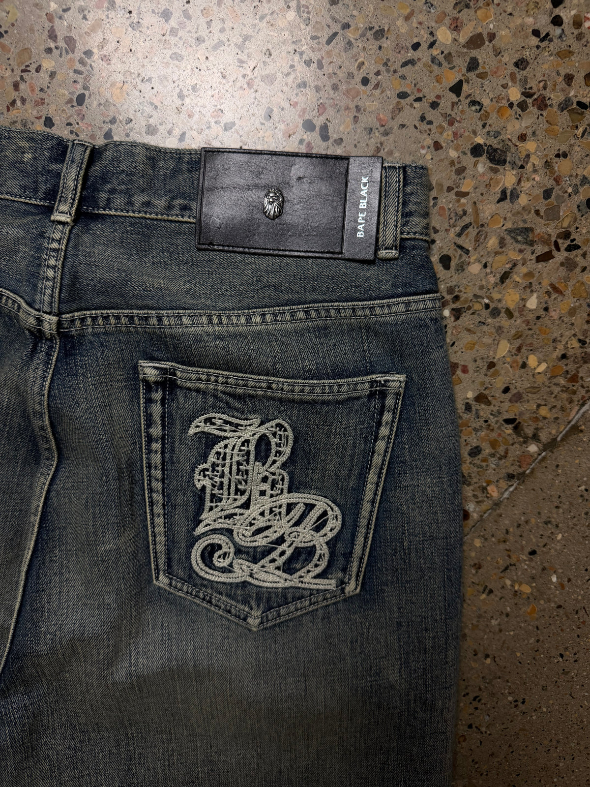 Bape Black Denim Patchwork Baggy Jeans (USED)