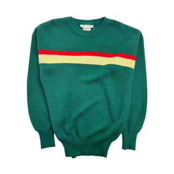 (L) Vintage 90s Express Waffle Knit Sweater Green