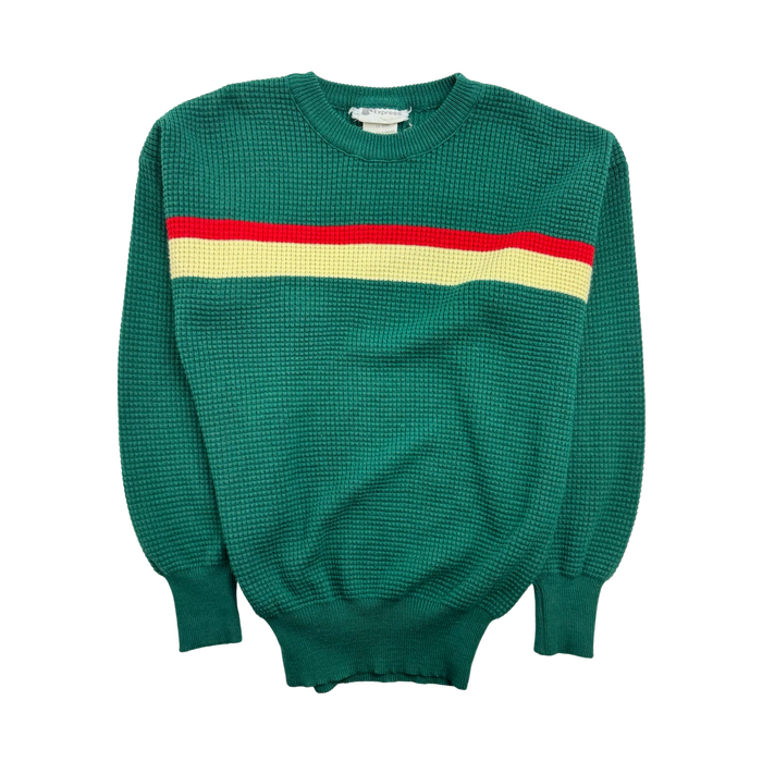 (L) Vintage 90s Express Waffle Knit Sweater Green | Vitnage Clothing Store Canada