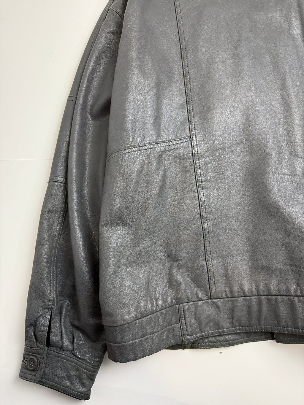 Vintage Men's Yves Saint Laurent Leather Coat Grey
