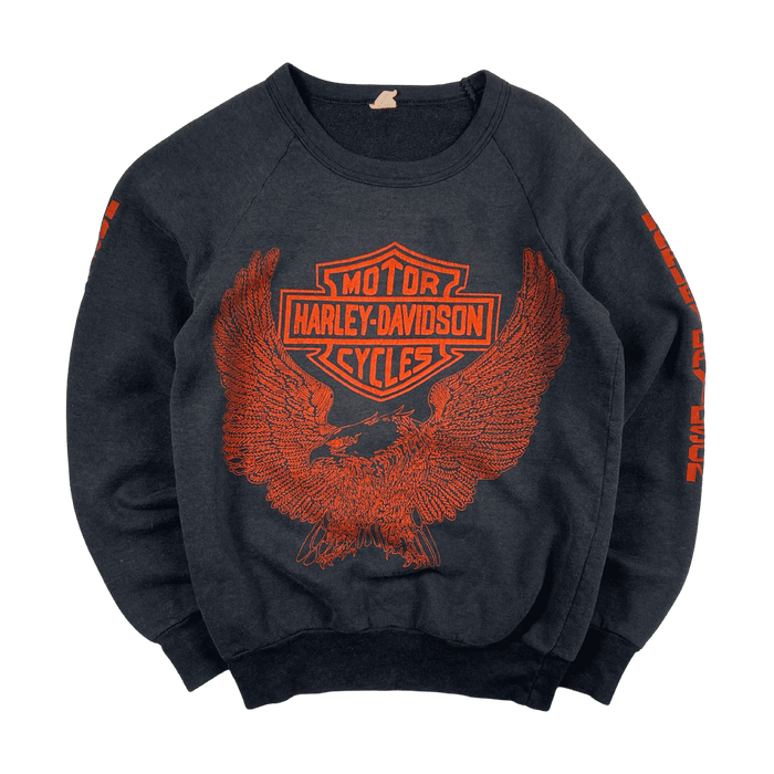 Vintage 80s Harley Davidson Sweatshirt Faded Black | Vitnage Clothing Store Canada